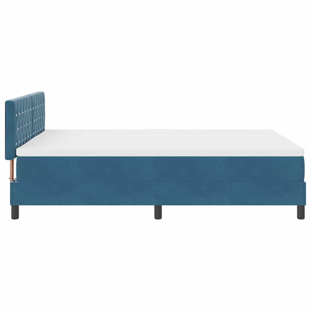 LED Box Spring Krevet Tamno plava 140 x 200 cm Baršun
