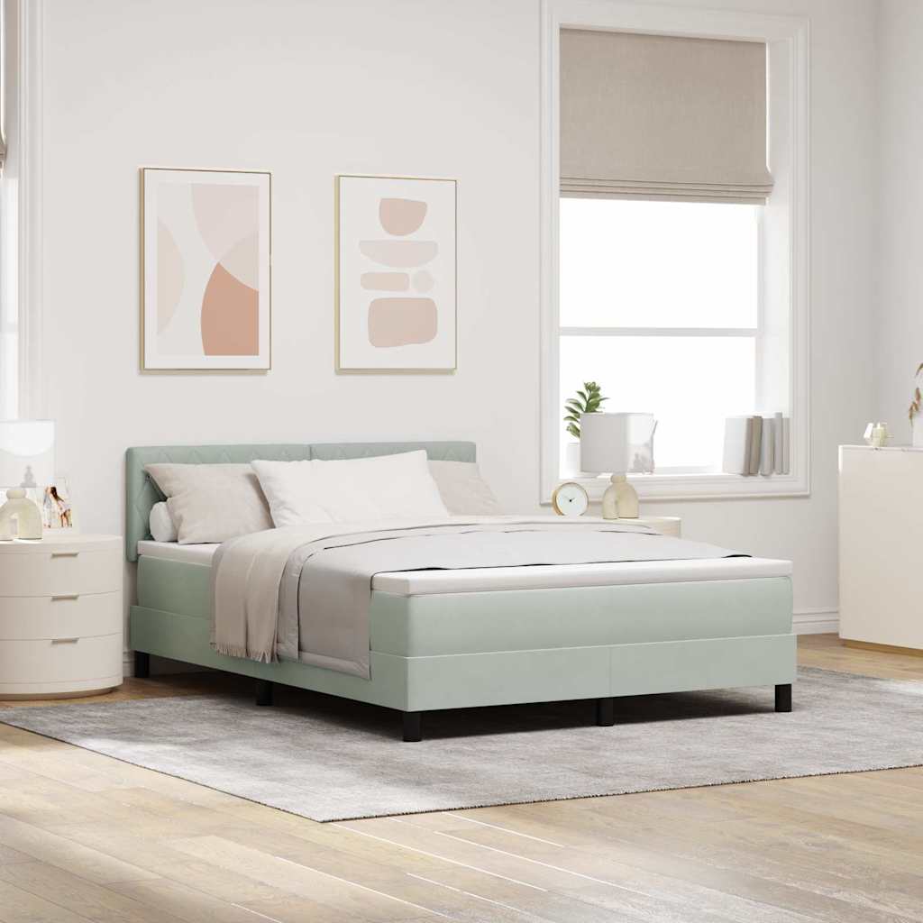 LED Box Spring Krevet Svijetlo siva 160 x 200 cm Baršun