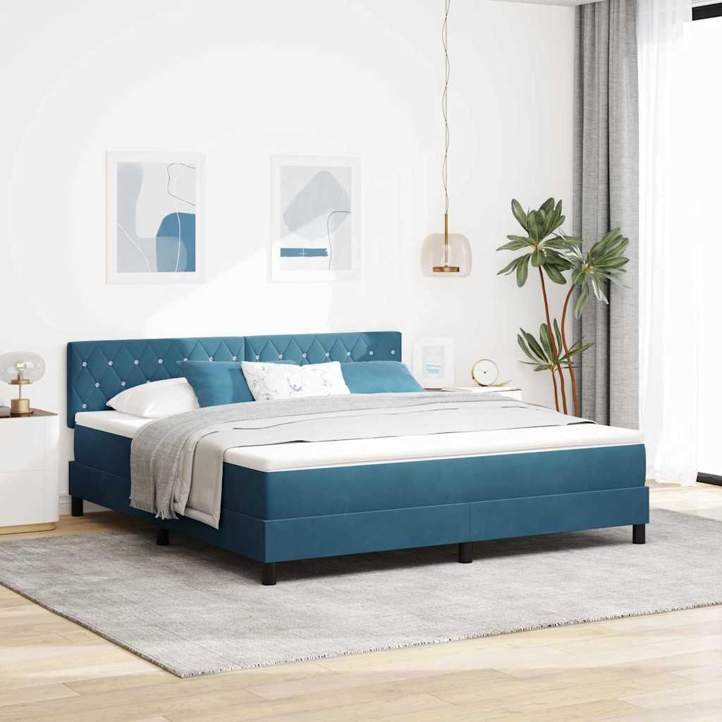 LED Box Spring Krevet Tamno plava 180 x 200 cm Baršun