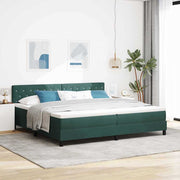 LED Box Spring Krevet Tamnozelena 200 x 200 cm Baršun