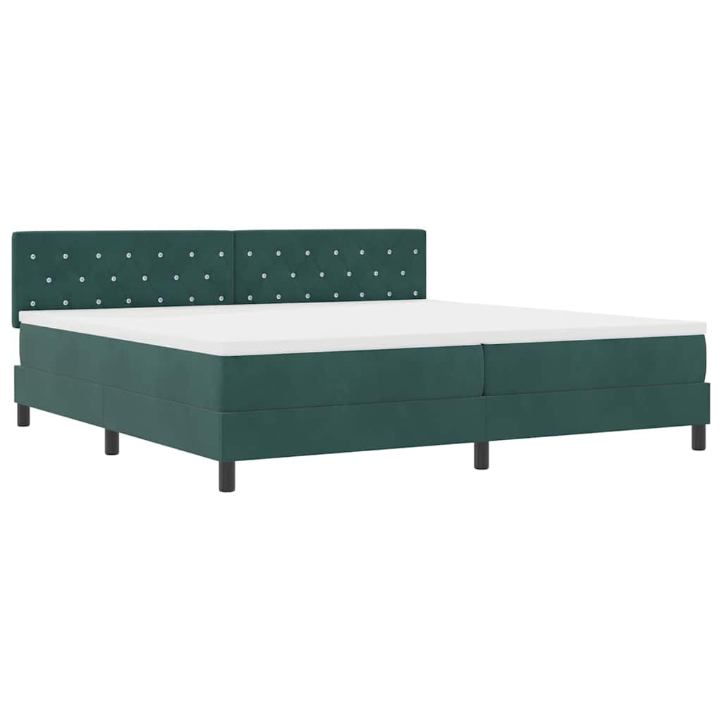 LED Box Spring Krevet Tamnozelena 200 x 200 cm Baršun
