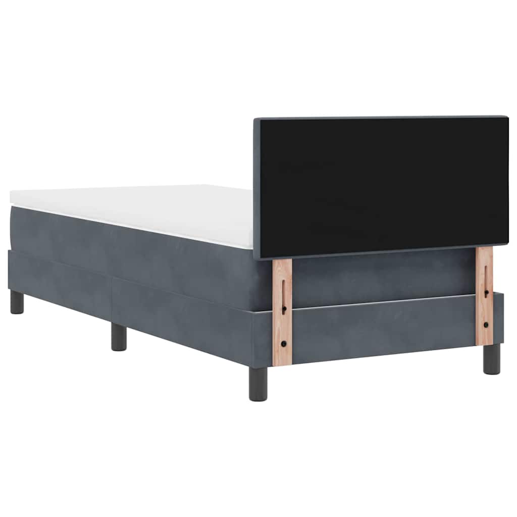 LED Box Spring Krevet s madracem Tamno siva 80 x 200 cm Baršun