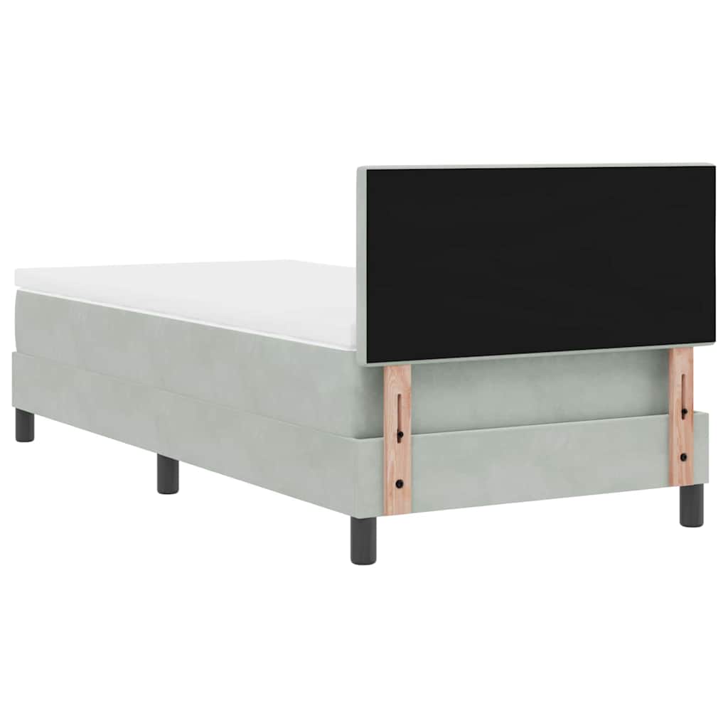 LED Box Spring Krevet Svijetlo siva 90 x 190 cm Baršun