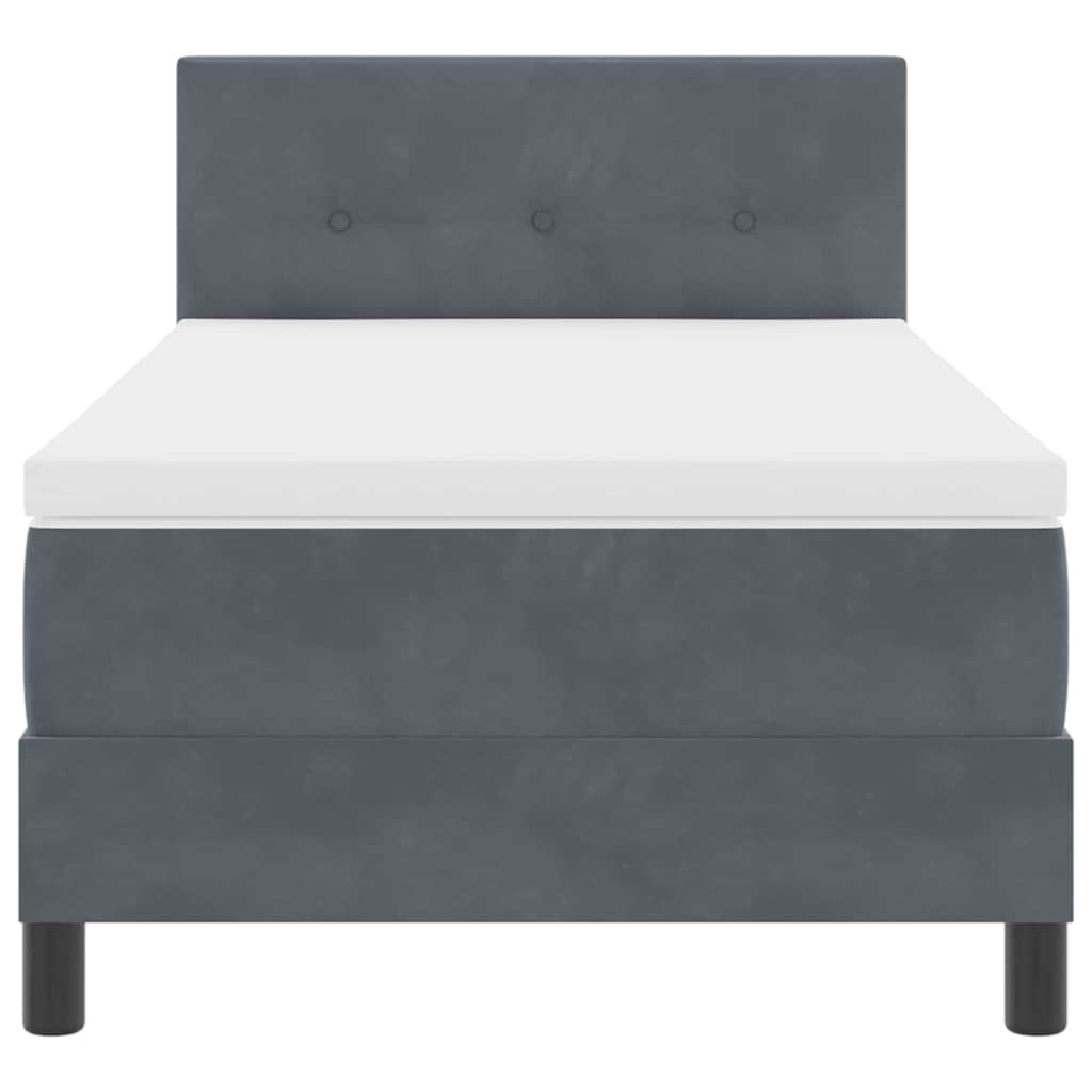 LED Box Spring Krevet Tamno siva 90 x 190 cm Baršun