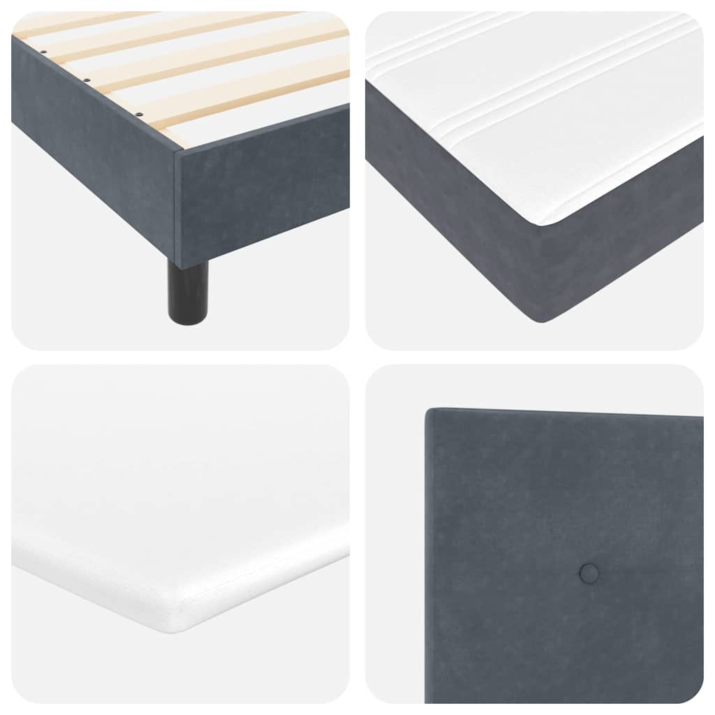 LED Box Spring Krevet s madracem Tamno siva 90 x 200 cm Baršun