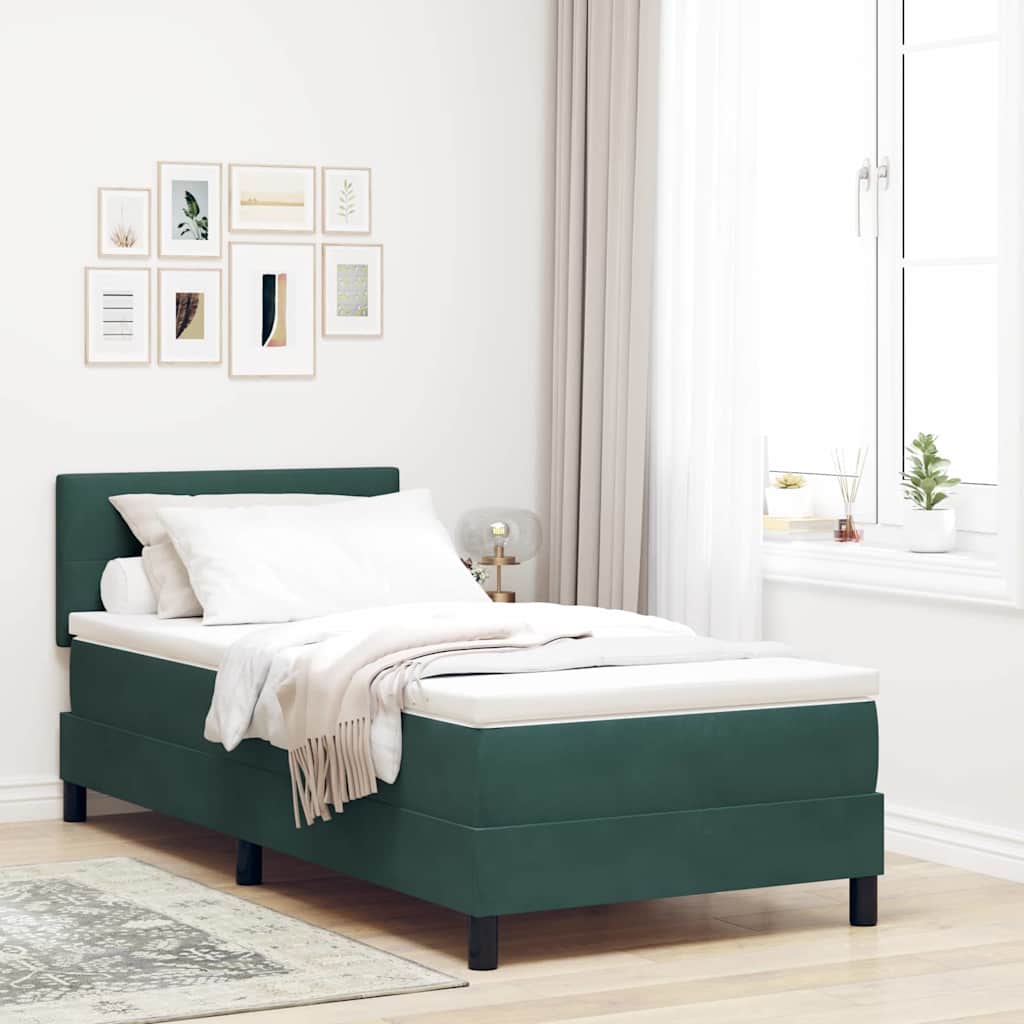 LED Box Spring Krevet Tamnozelena 100 x 200 cm Baršun