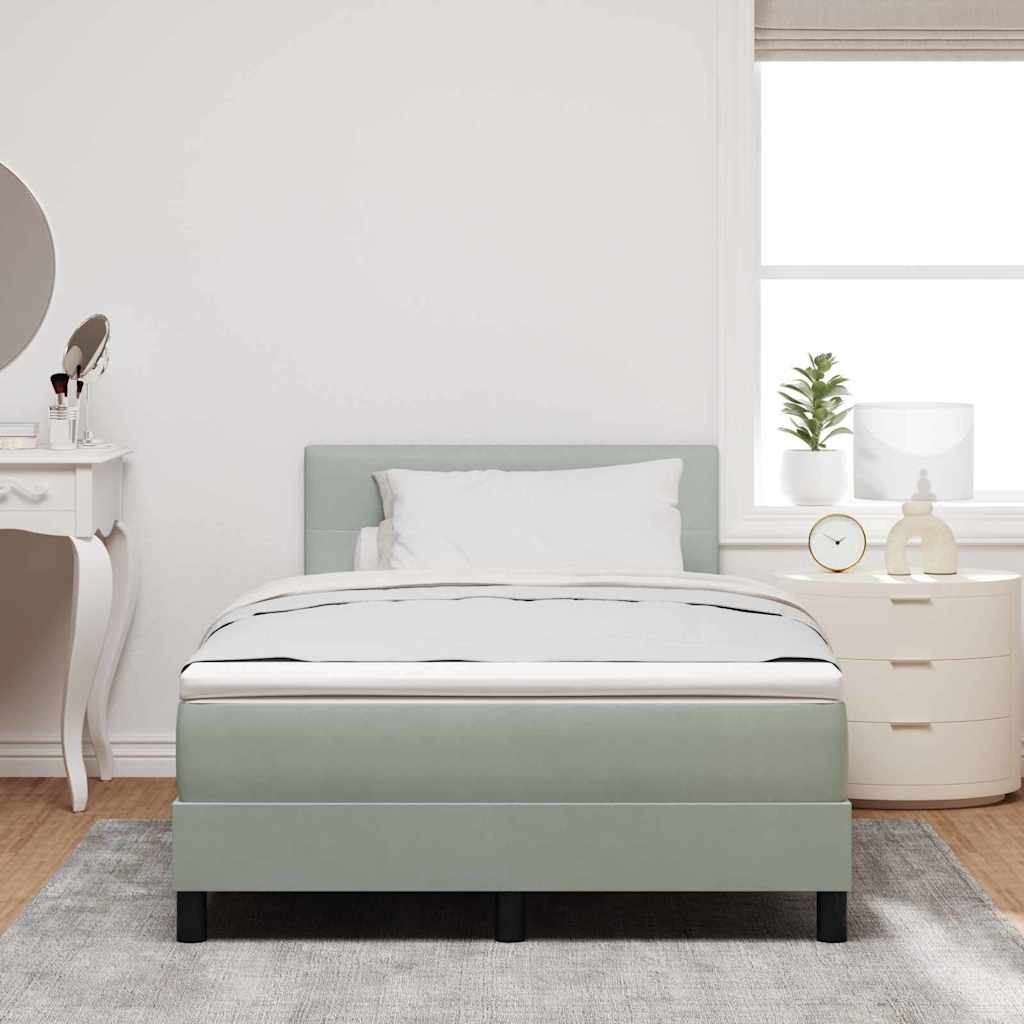 LED Box Spring Krevet Svijetlo siva 120 x 190 cm Baršun