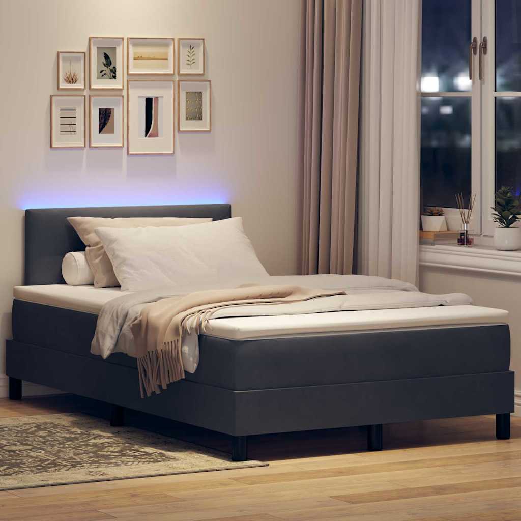 LED Box Spring Krevet s madracem Tamno siva 120 x 190 cm Baršun