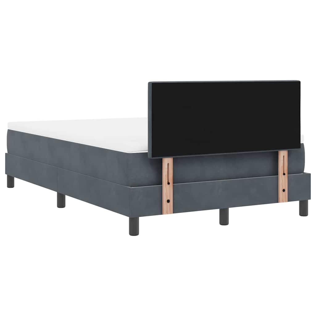LED Box Spring Krevet s madracem Tamno siva 120 x 190 cm Baršun