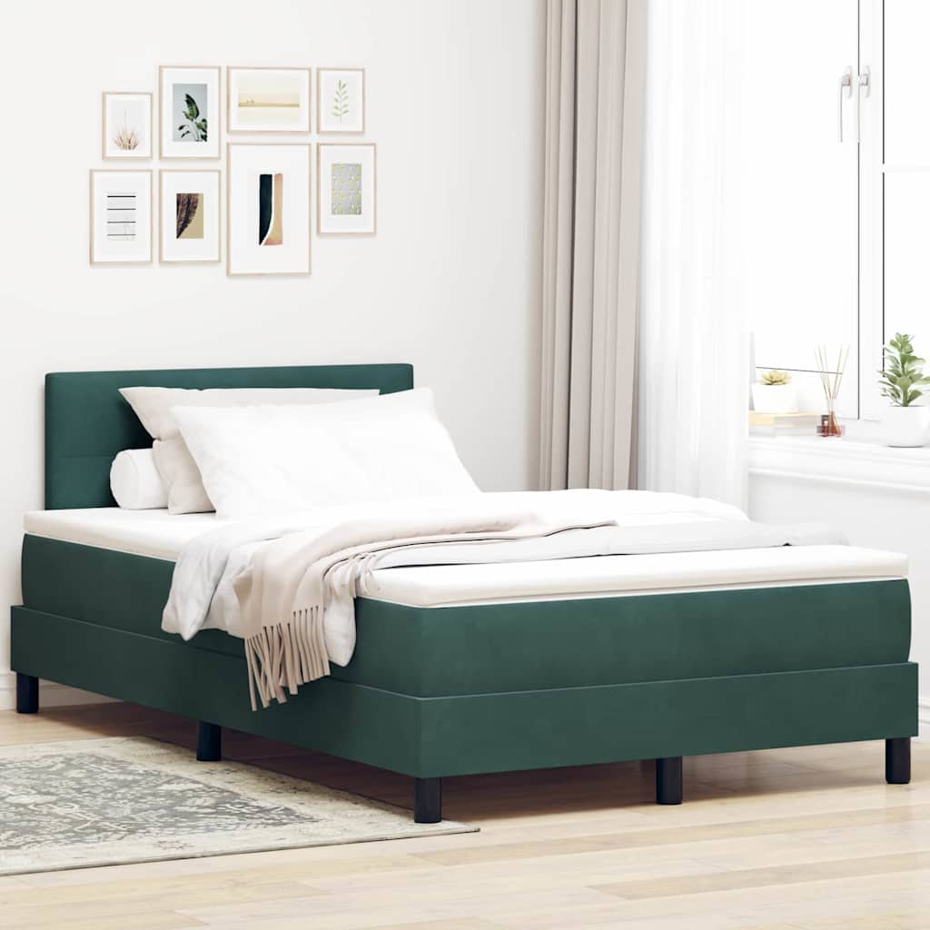 LED Box Spring Krevet Tamnozelena 120 x 190 cm Baršun