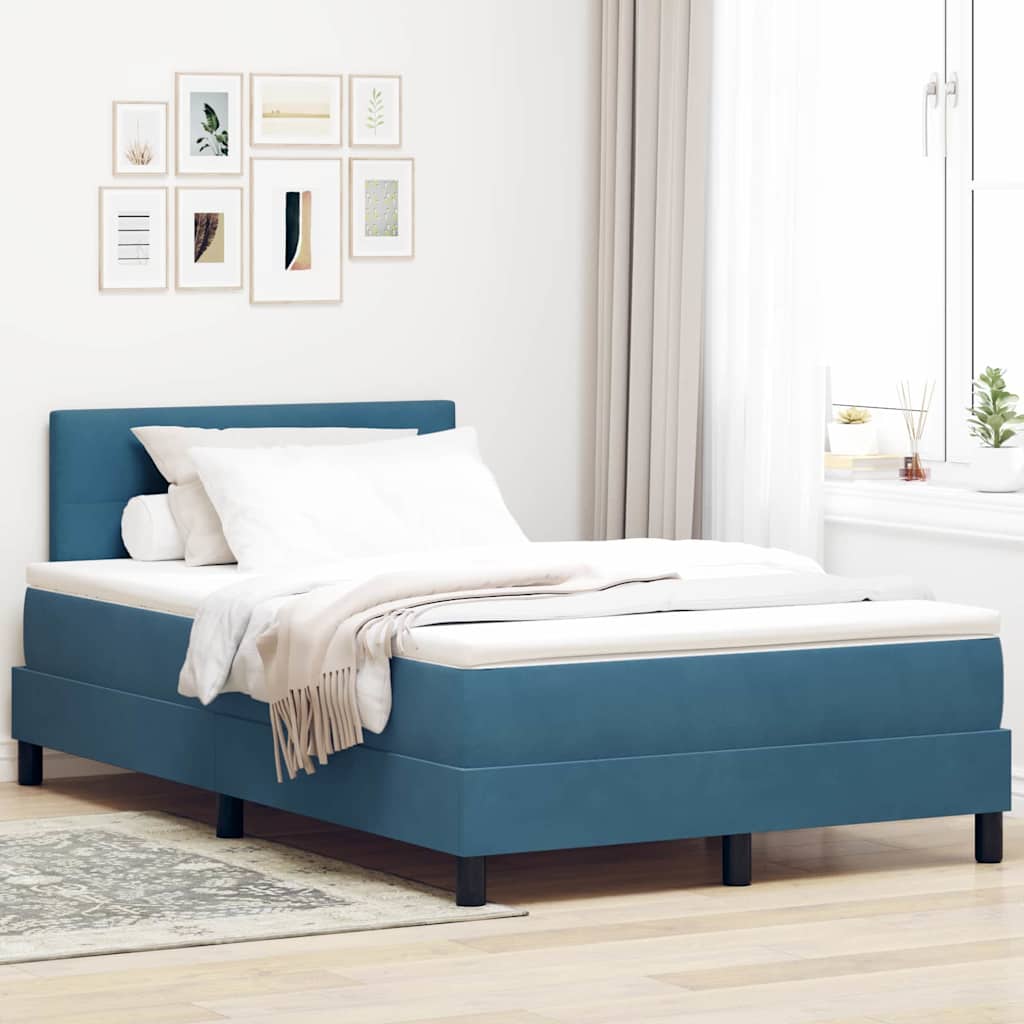 LED Box Spring Krevet s madracem Plava 120 x 190 cm Baršun