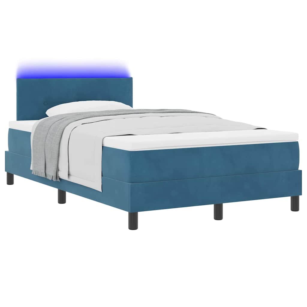 LED Box Spring Krevet s madracem Plava 120 x 190 cm Baršun