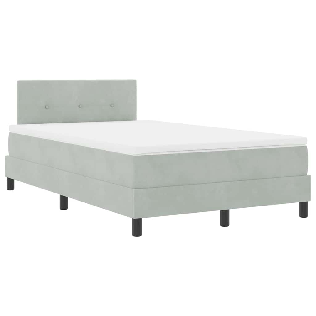 LED Box Spring Krevet Svijetlo siva 120 x 200 cm Baršun