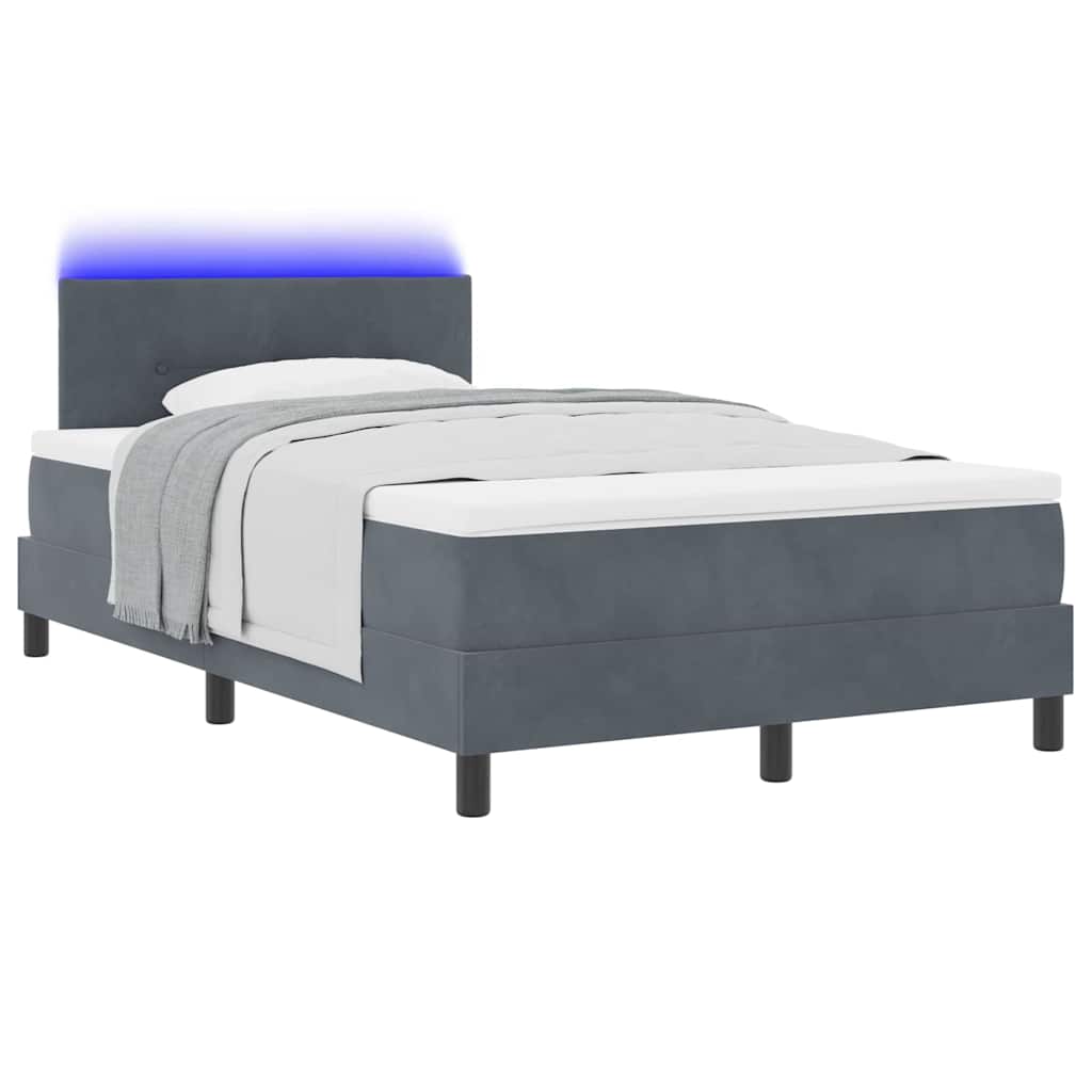 LED Box Spring Krevet s madracem Tamno siva 120 x 200 cm Baršun