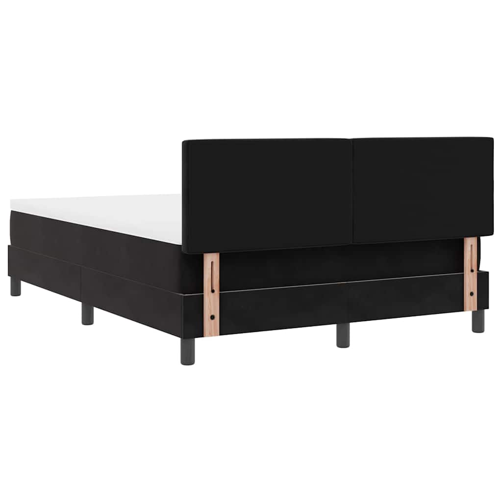 LED Box Spring Krevet s madracem Crna 140 x 190 cm Baršun