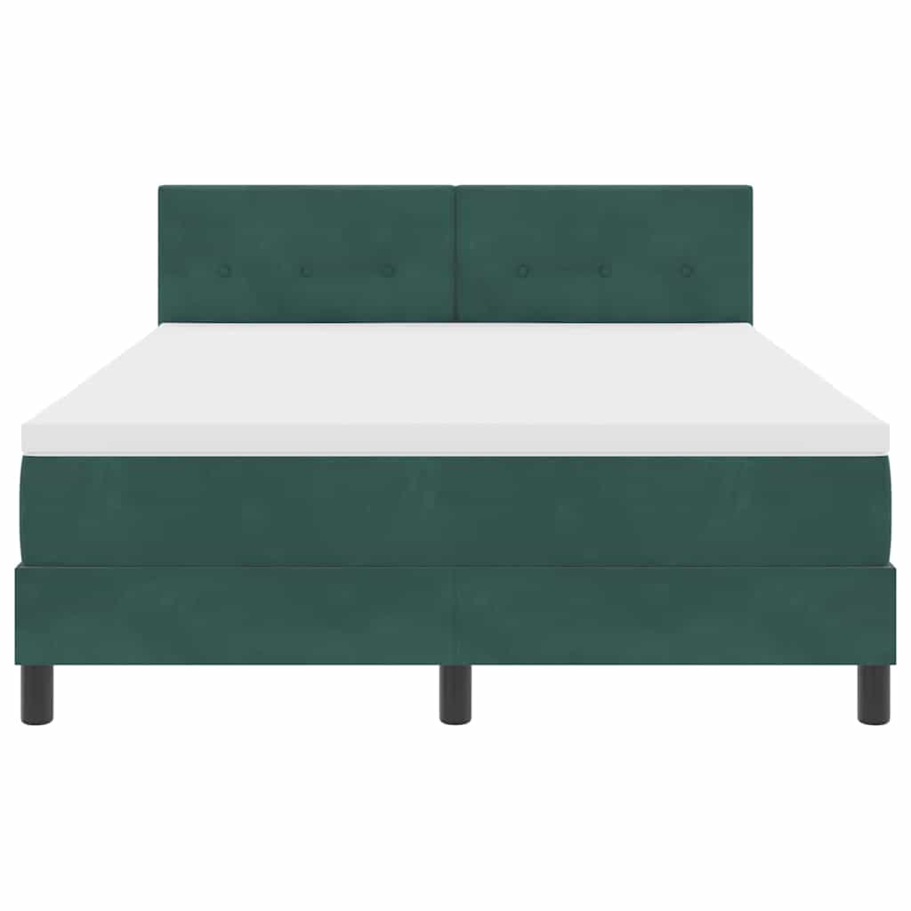 LED Box Spring Krevet Tamnozelena 140 x 190 cm Baršun