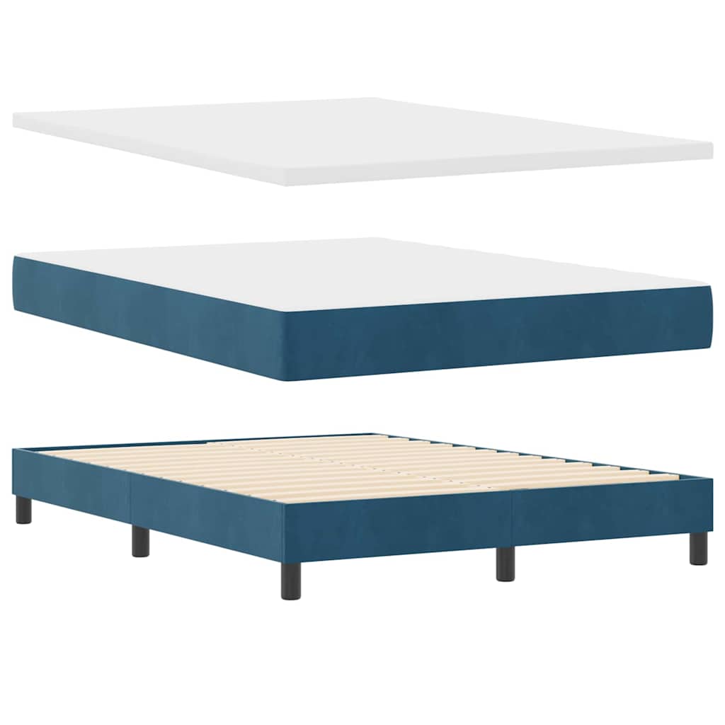 LED Box Spring Krevet Tamno plava 140 x 190 cm Baršun