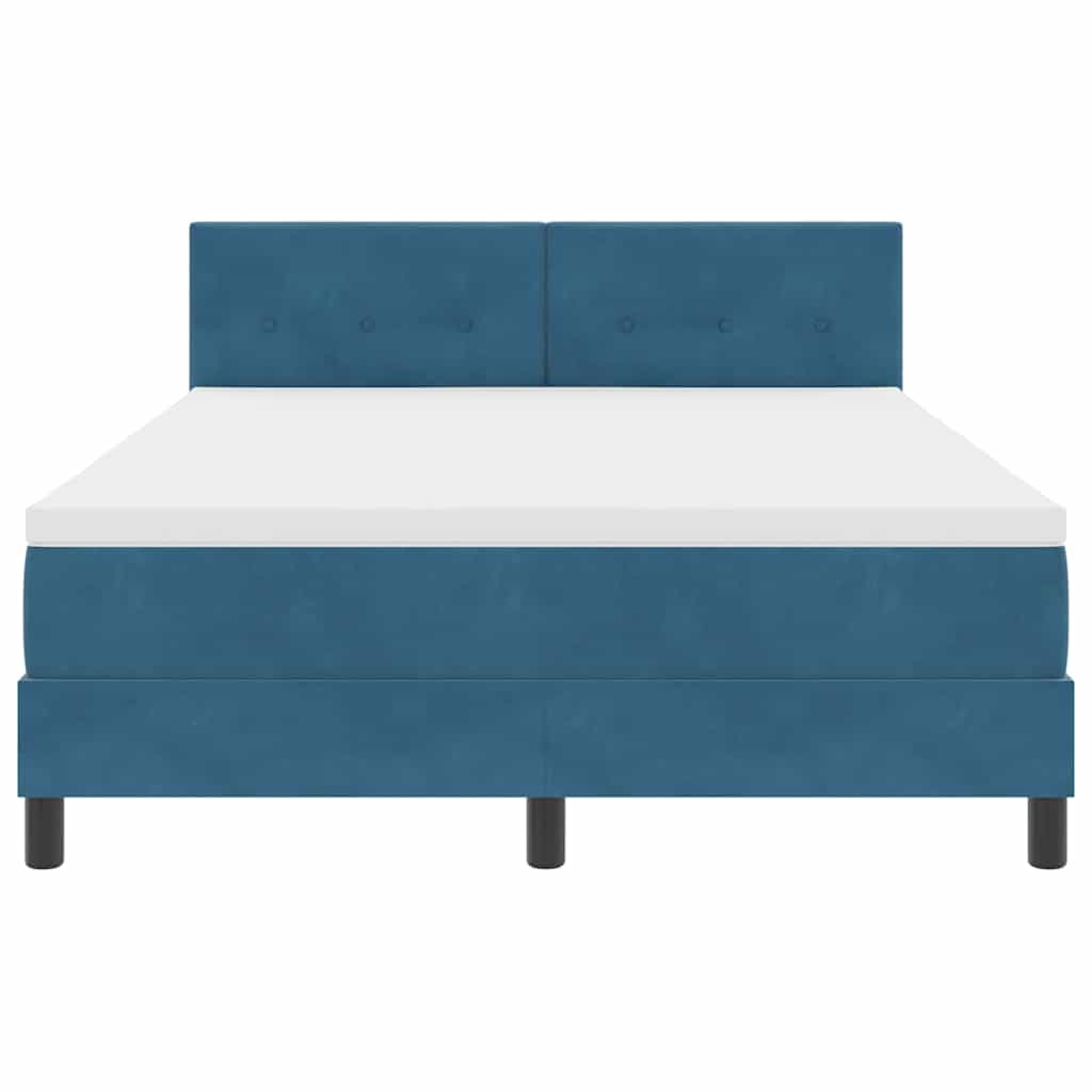 LED Box Spring Krevet Tamno plava 140 x 190 cm Baršun