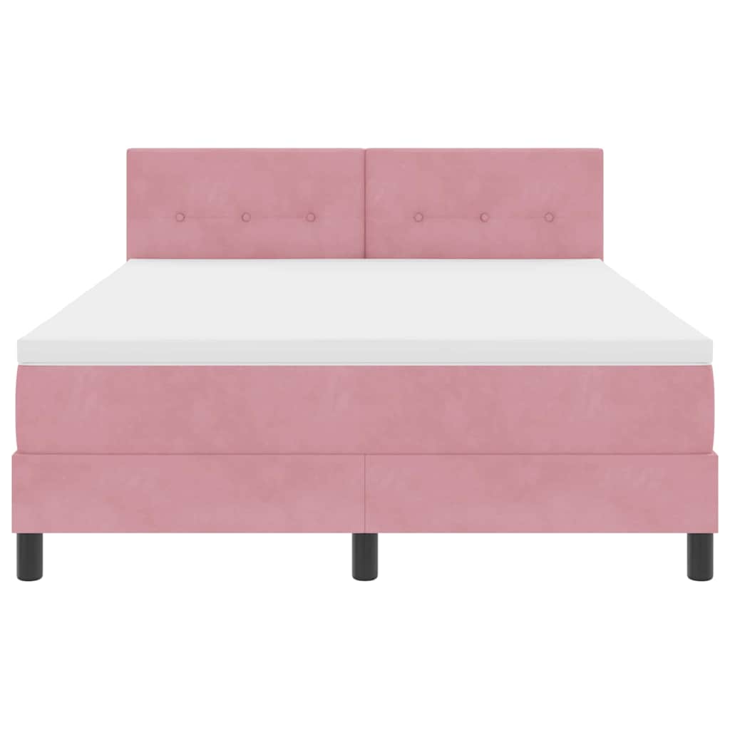 LED Box Spring Krevet s madracem Ružičasta 140 x 190 cm Baršun