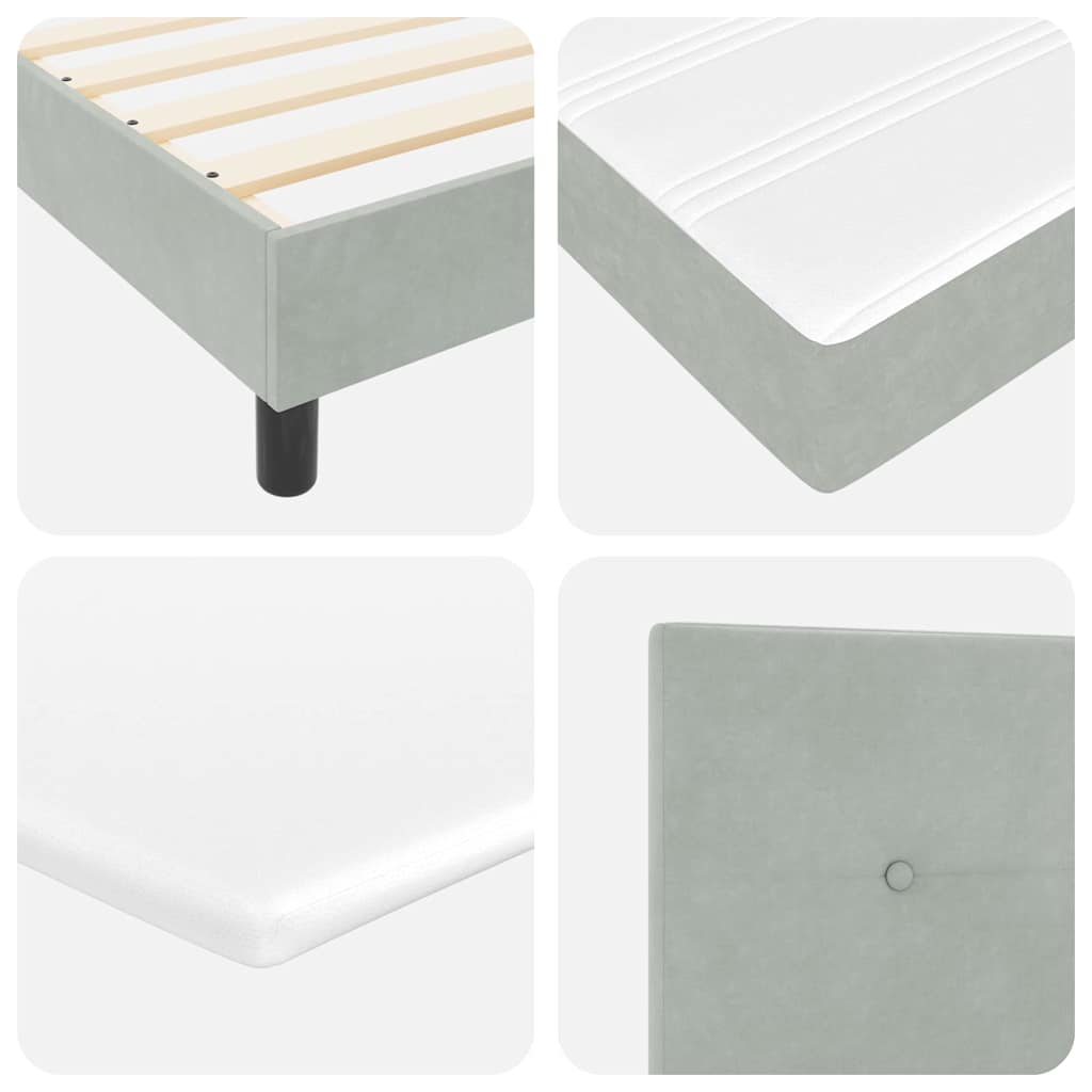 LED Box Spring Krevet Svijetlo siva 140 x 200 cm Baršun