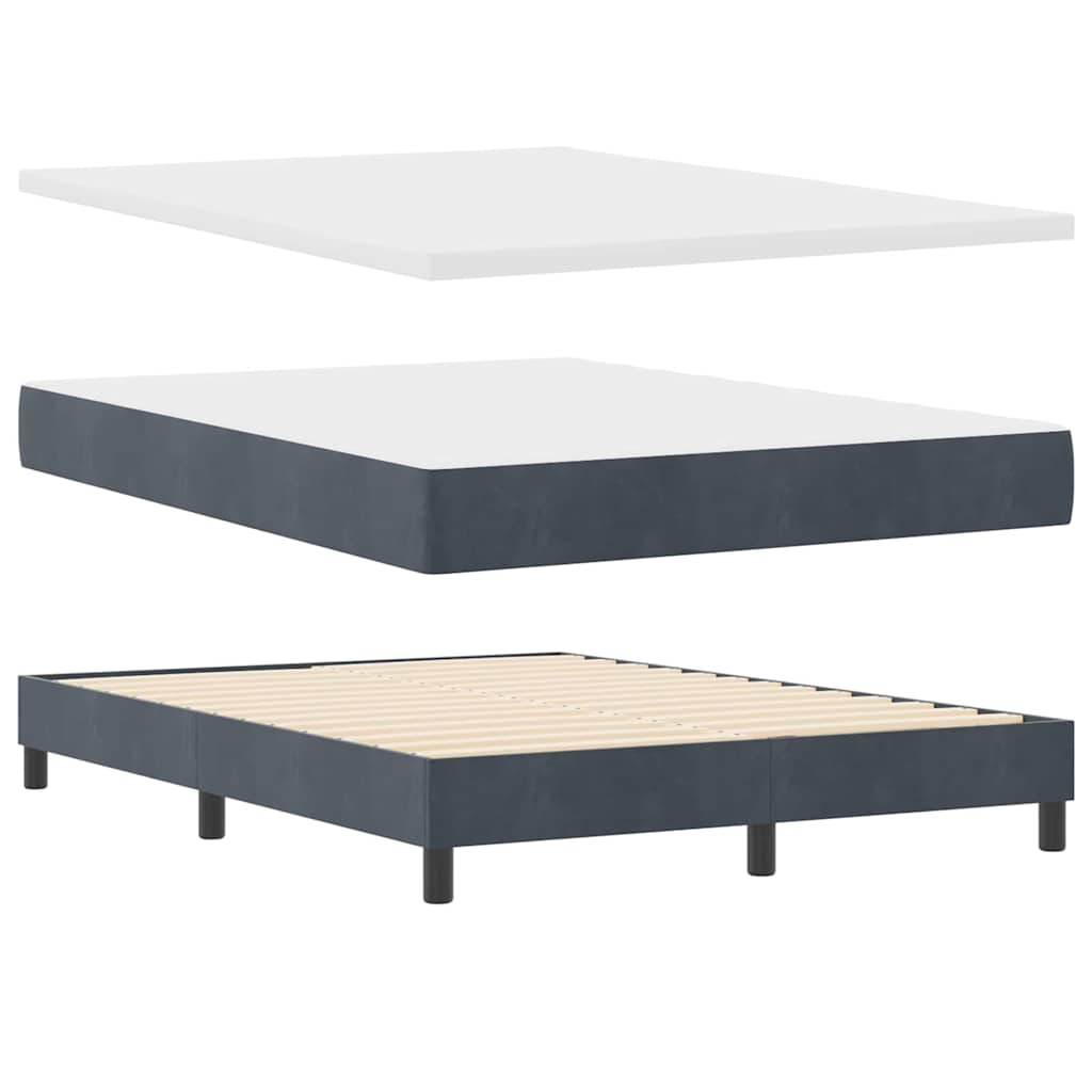LED Box Spring Krevet s madracem Tamno siva 140 x 200 cm Baršun
