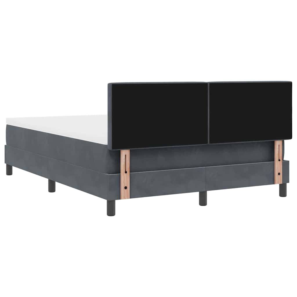 LED Box Spring Krevet s madracem Tamno siva 140 x 200 cm Baršun