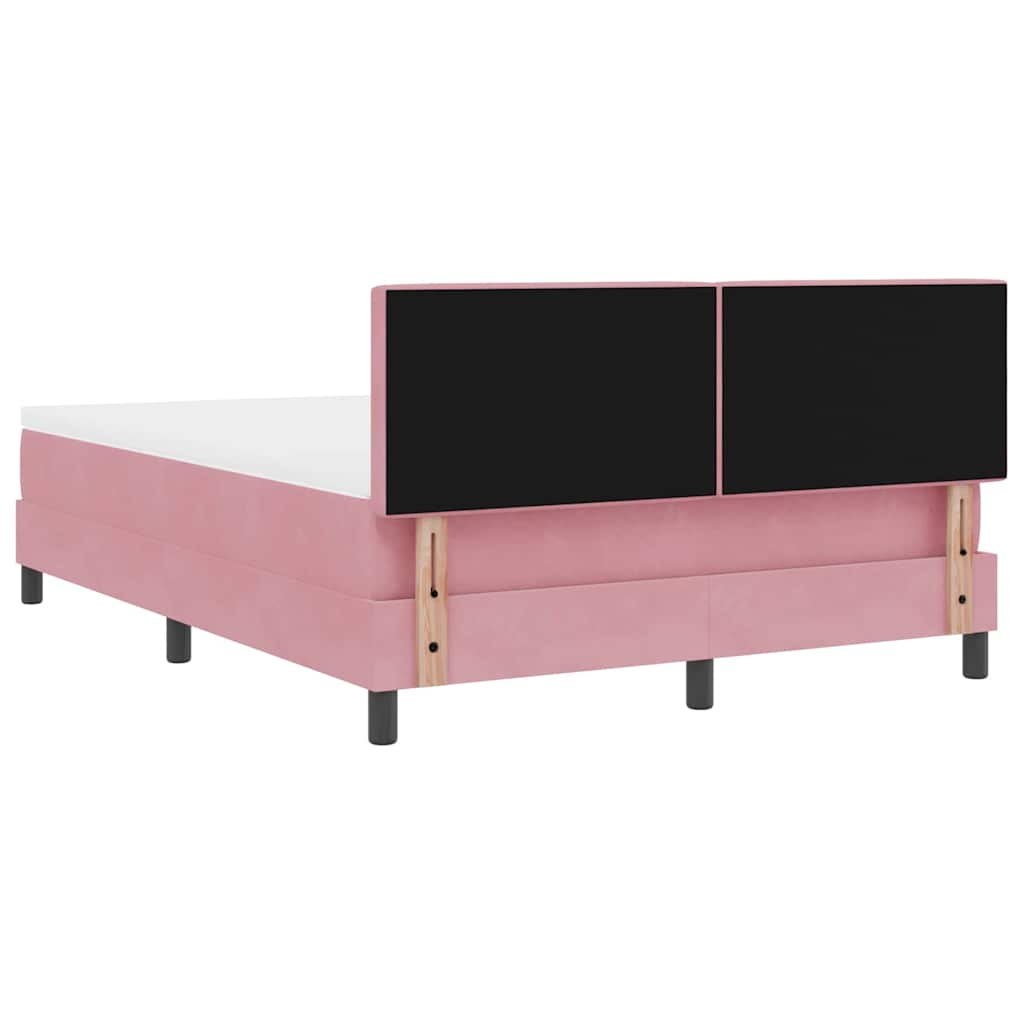 LED Box Spring Krevet s madracem Ružičasta 140 x 200 cm Baršun