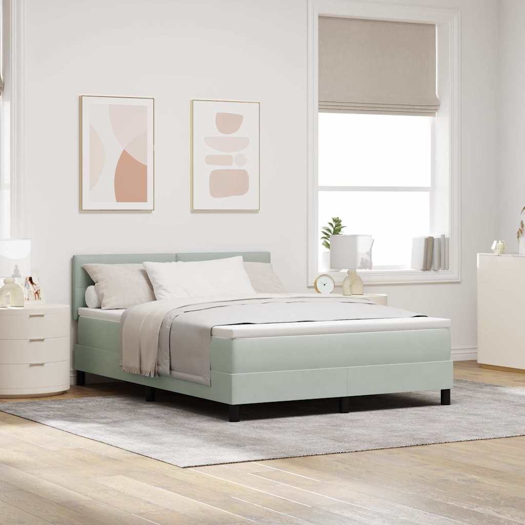 LED Box Spring Krevet Svijetlo siva 160 x 200 cm Baršun