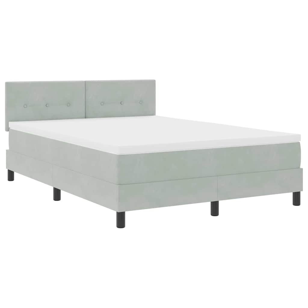 LED Box Spring Krevet Svijetlo siva 160 x 200 cm Baršun