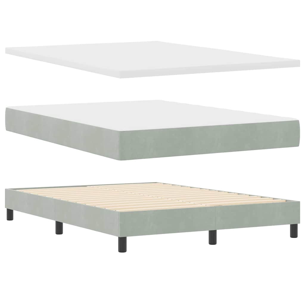 LED Box Spring Krevet Svijetlo siva 160 x 200 cm Baršun