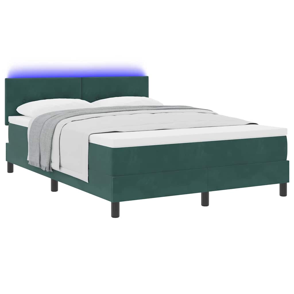 LED Box Spring Krevet Tamnozelena 160 x 200 cm Baršun