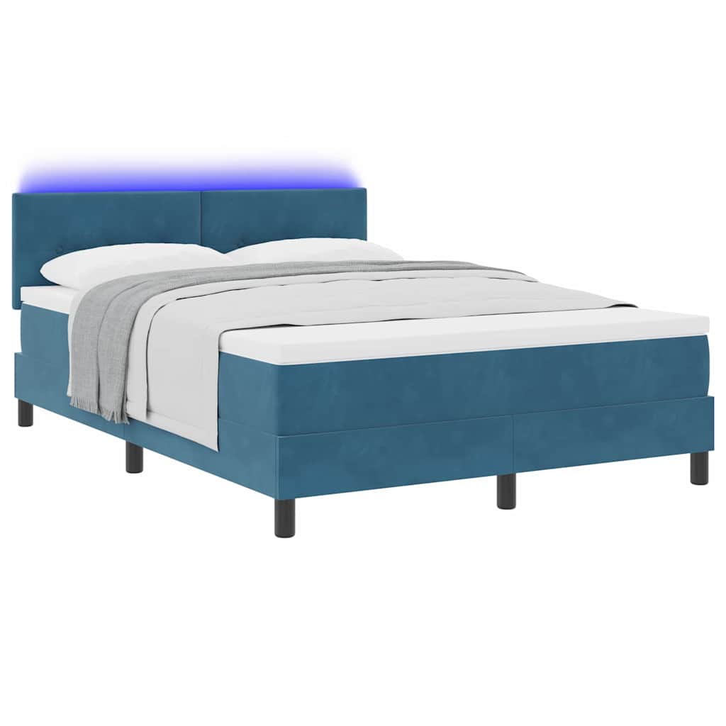 LED Box Spring Krevet Tamno plava 160 x 200 cm Baršun