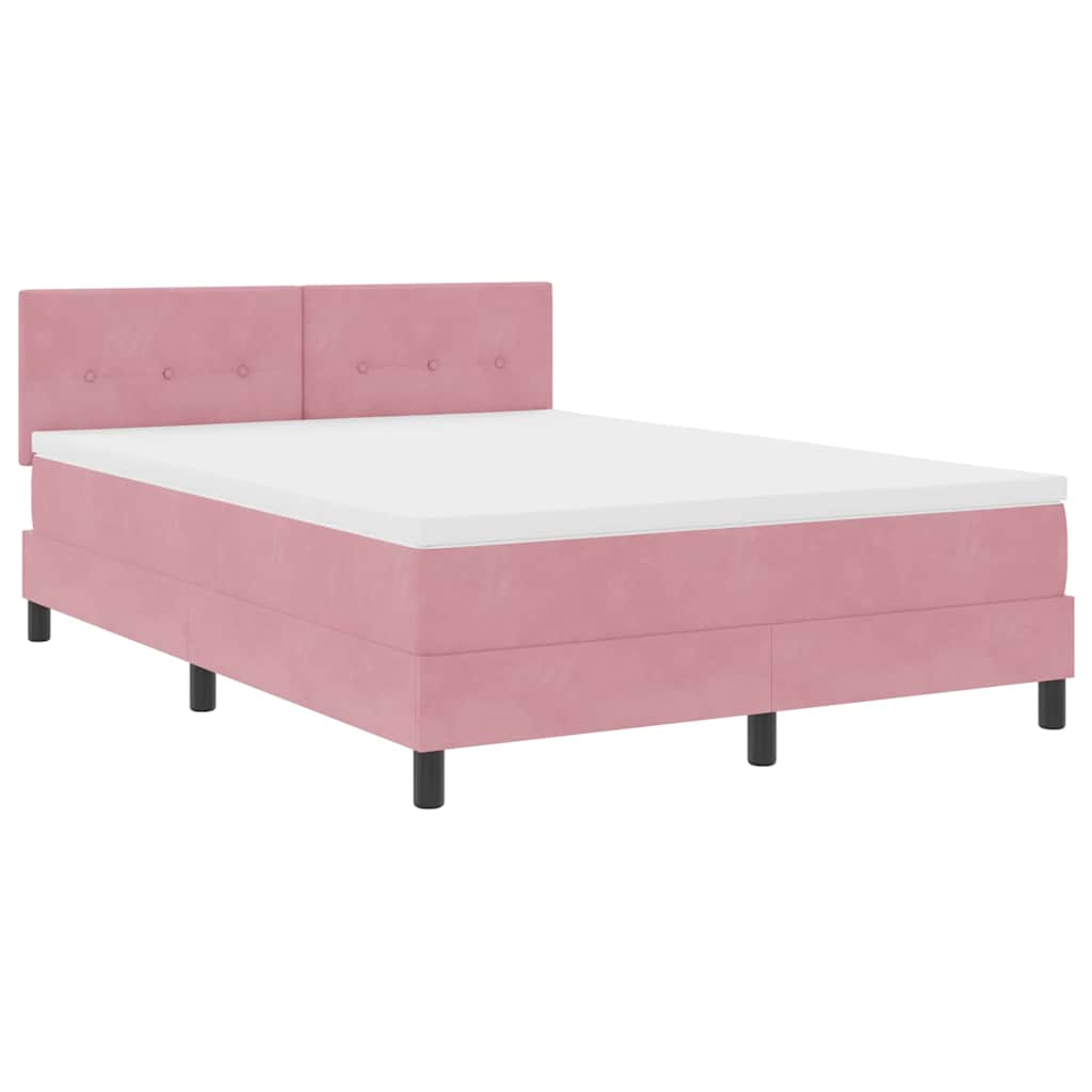 LED Box Spring Krevet s madracem Ružičasta 160 x 200 cm Baršun