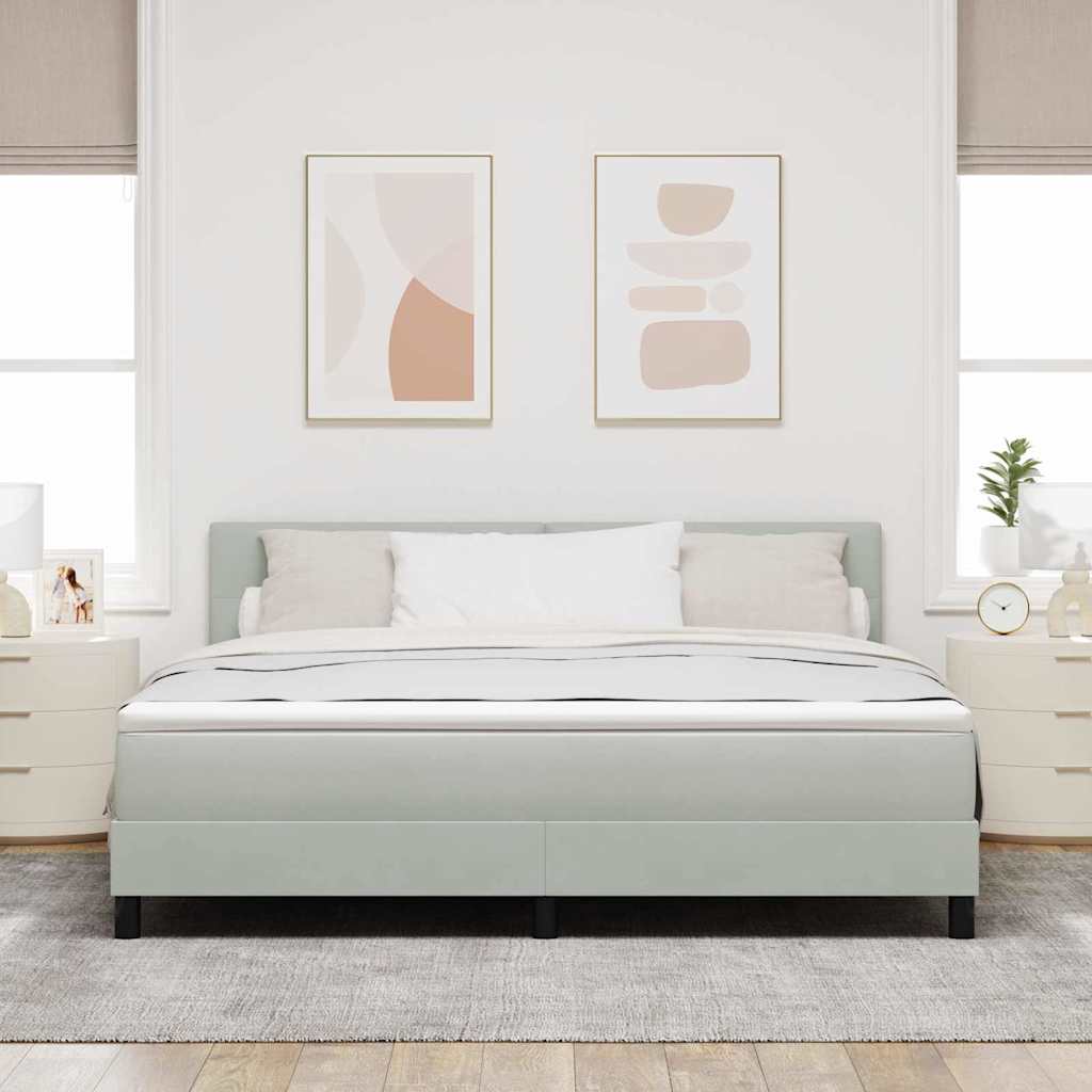 LED Box Spring Krevet Svijetlo siva 180 x 200 cm Baršun