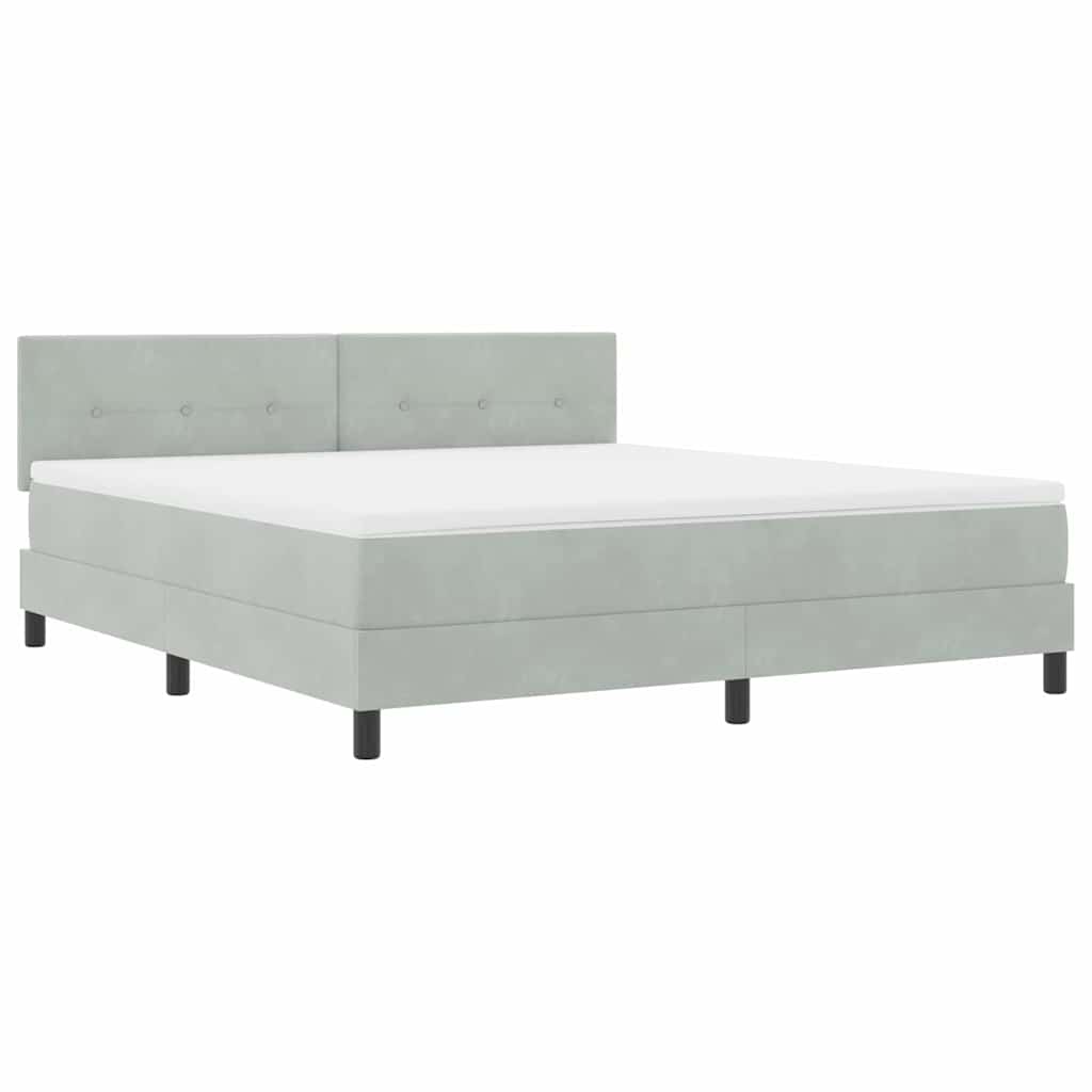 LED Box Spring Krevet Svijetlo siva 180 x 200 cm Baršun