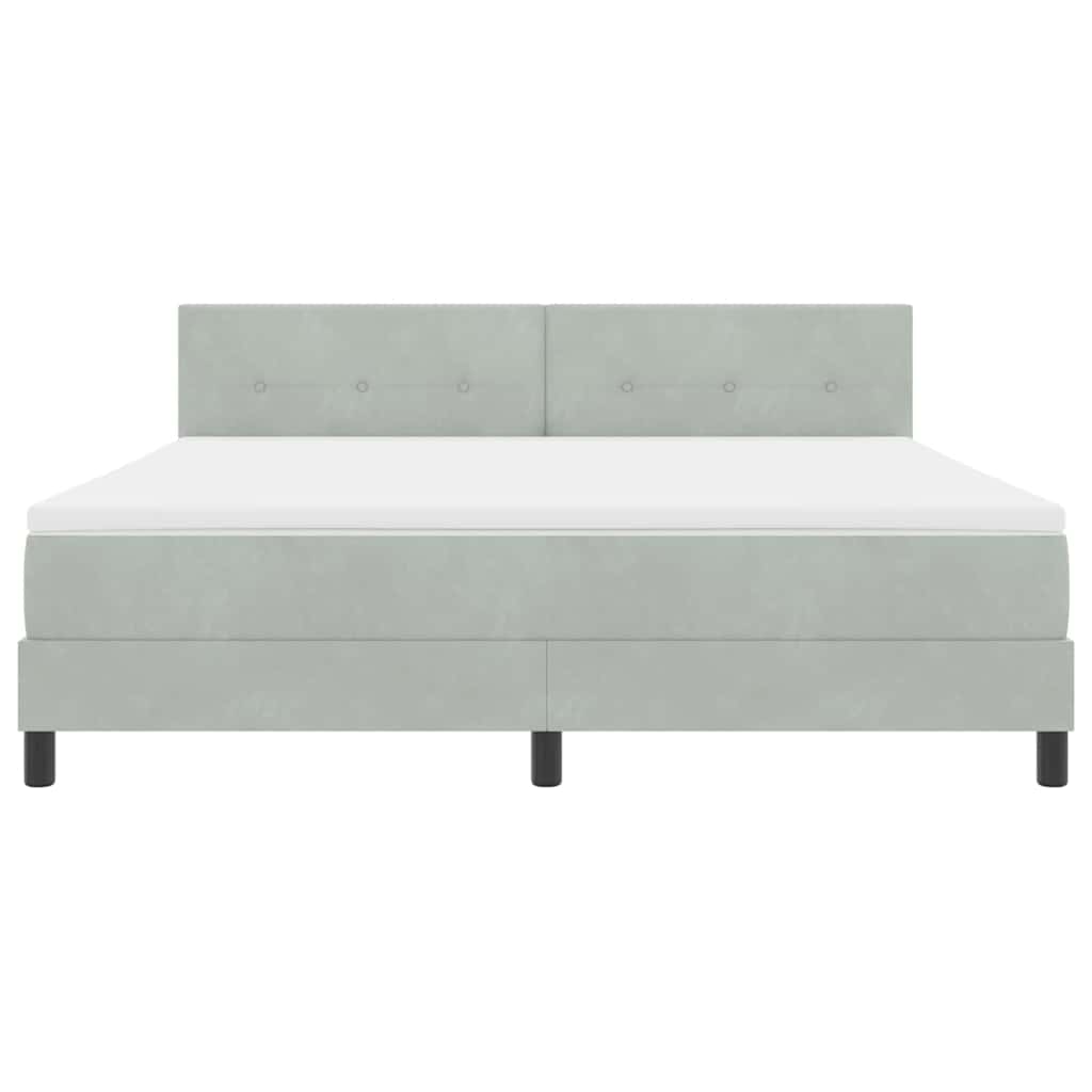 LED Box Spring Krevet Svijetlo siva 180 x 200 cm Baršun