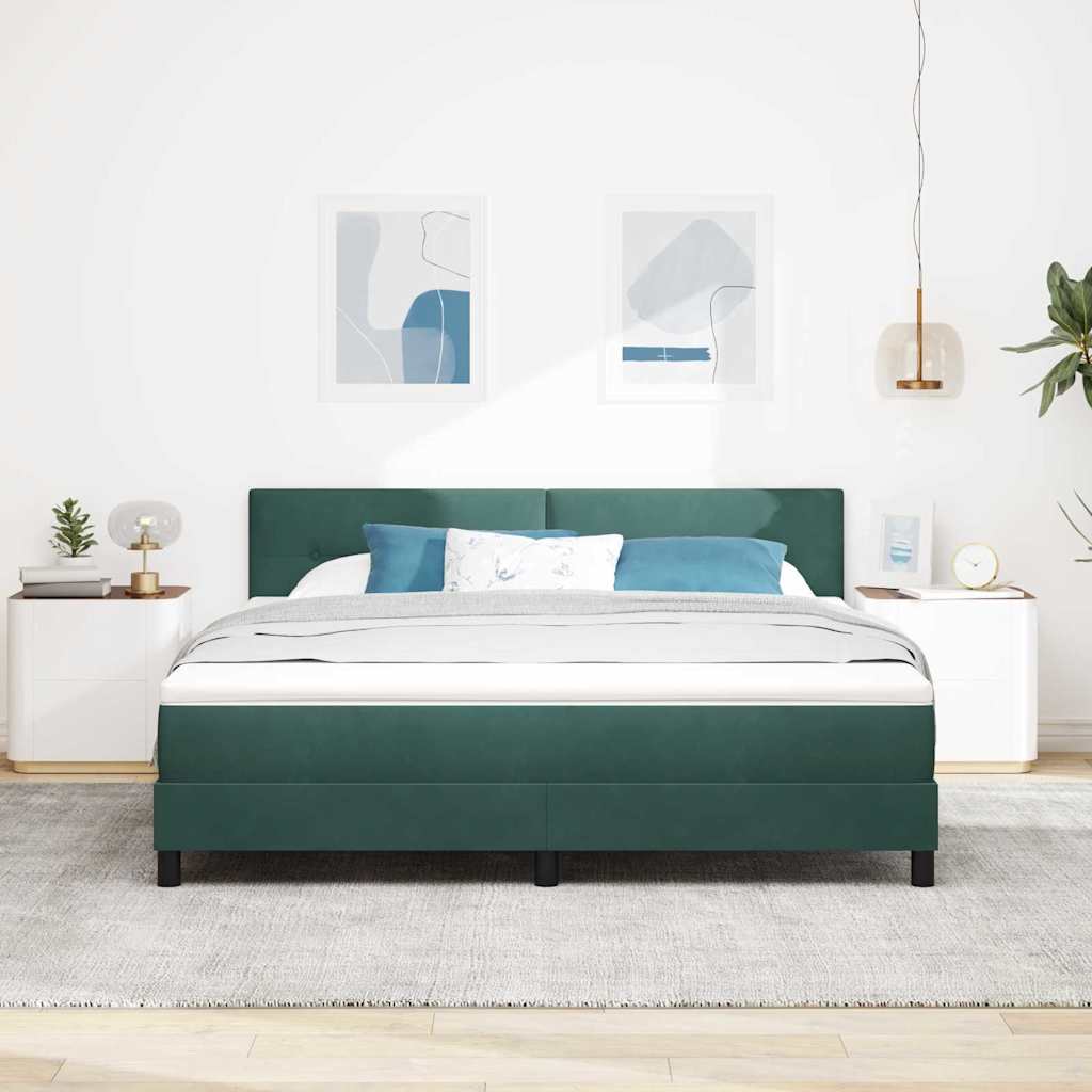 LED Box Spring Krevet Tamnozelena 180 x 200 cm Baršun