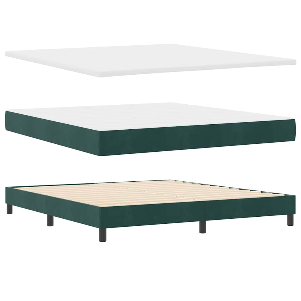 LED Box Spring Krevet Tamnozelena 180 x 200 cm Baršun