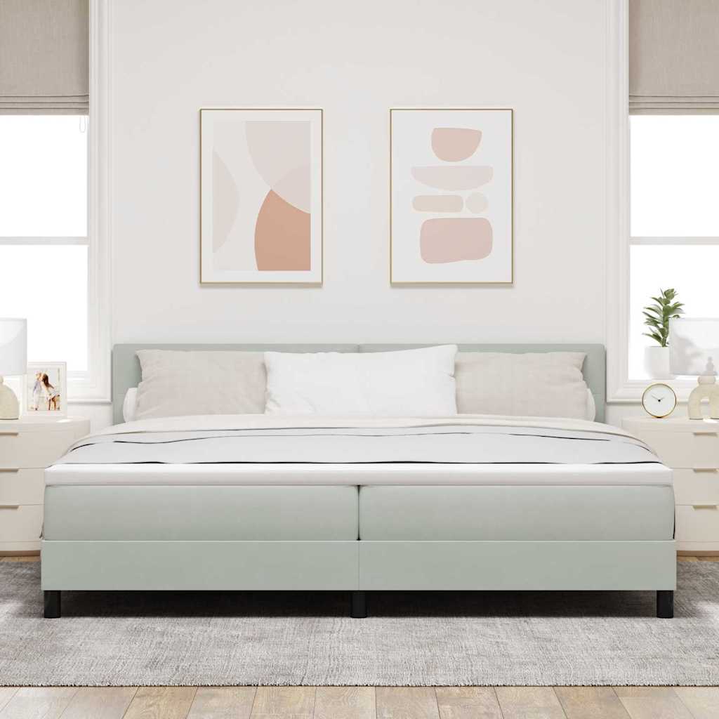 LED Box Spring Krevet Svijetlo siva 200 x 200 cm Baršun