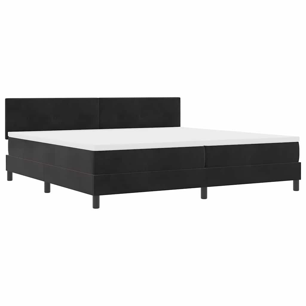 LED Box Spring Krevet s madracem Crna 200 x 200 cm Baršun