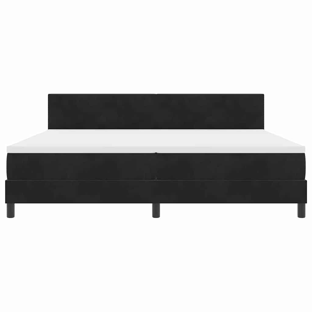 LED Box Spring Krevet s madracem Crna 200 x 200 cm Baršun