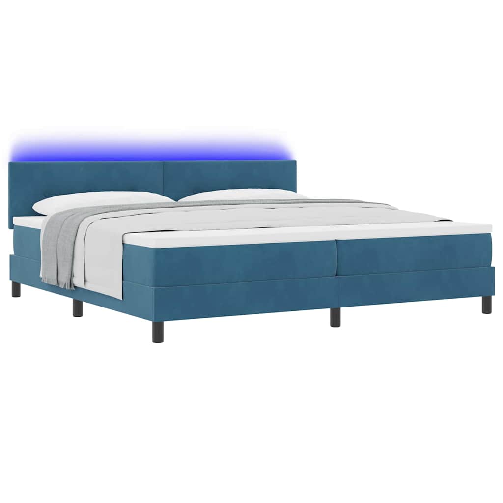 LED Box Spring Krevet Tamno plava 200 x 200 cm Baršun