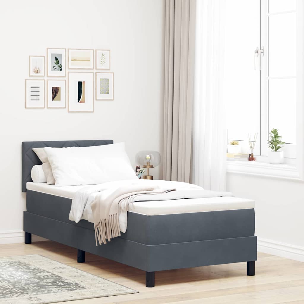 LED Box Spring Krevet Tamno siva 80 x 200 cm Baršun