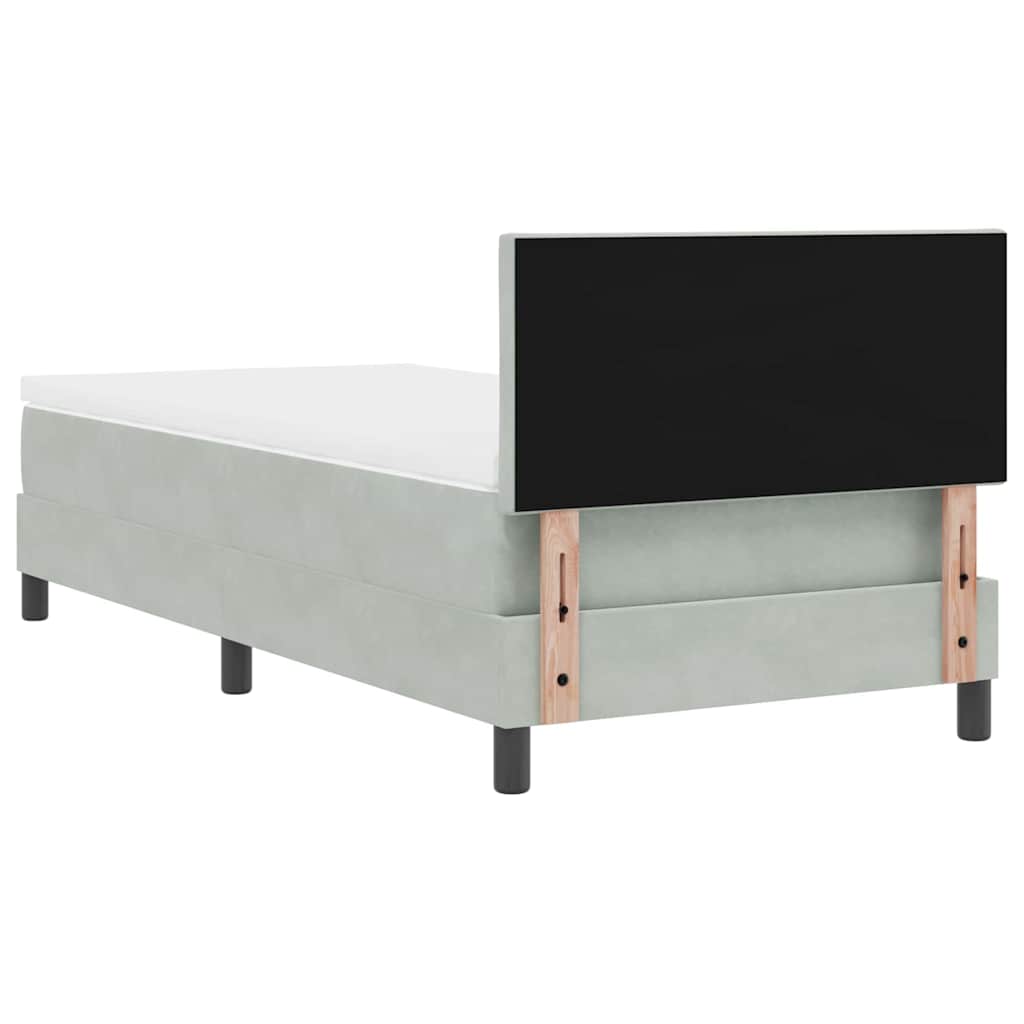 LED Box Spring Krevet Svijetlo siva 90 x 190 cm Baršun
