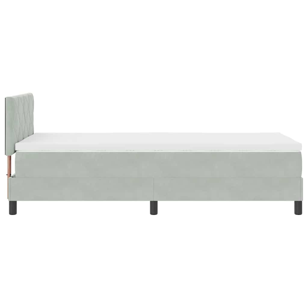 LED Box Spring Krevet Svijetlo siva 90 x 190 cm Baršun