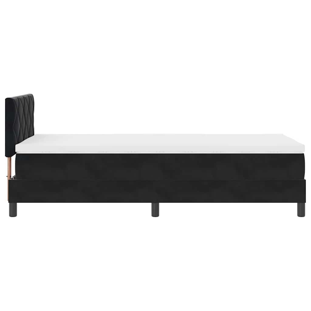 LED Box Spring Krevet s madracem Crna 100 x 200 cm Baršun