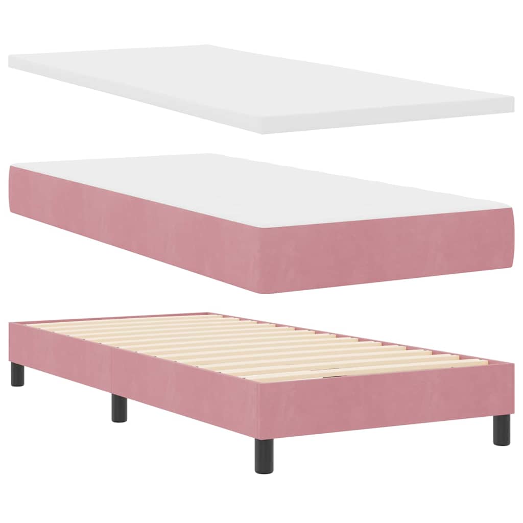 LED Box Spring Krevet s madracem Ružičasta 100 x 200 cm Baršun
