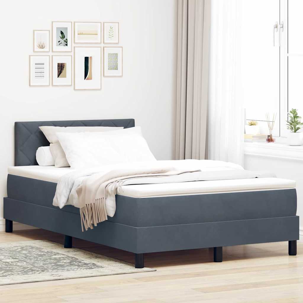 LED Box Spring Krevet Tamno siva 120 x 190 cm Baršun