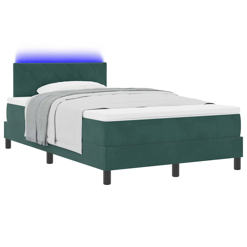 LED Box Spring Krevet Tamnozelena 120 x 190 cm Baršun