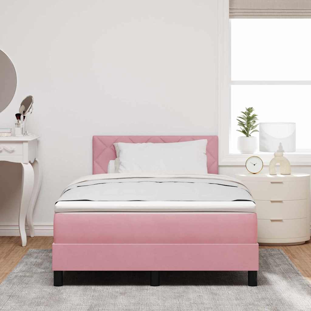 LED Box Spring Krevet Ružičasta 120 x 190 cm Baršun